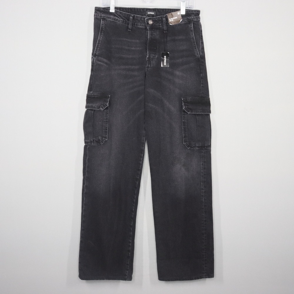 Express Womens Size 6R Washed Black Relaxed Straight Low Rise Jeans NWT